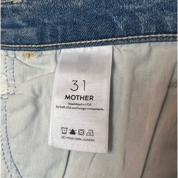 Mother The Hustler Ankle Chew Hem Ripped Knee Stretch Crop Blue Jeans 31 x 28 - Picture 10 of 13